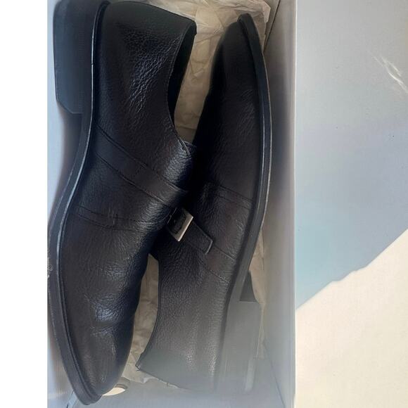 Sandro Moscoloni Leather Single Monk Strap Dress Shoes In Black Size 11 - Picture 7 of 9